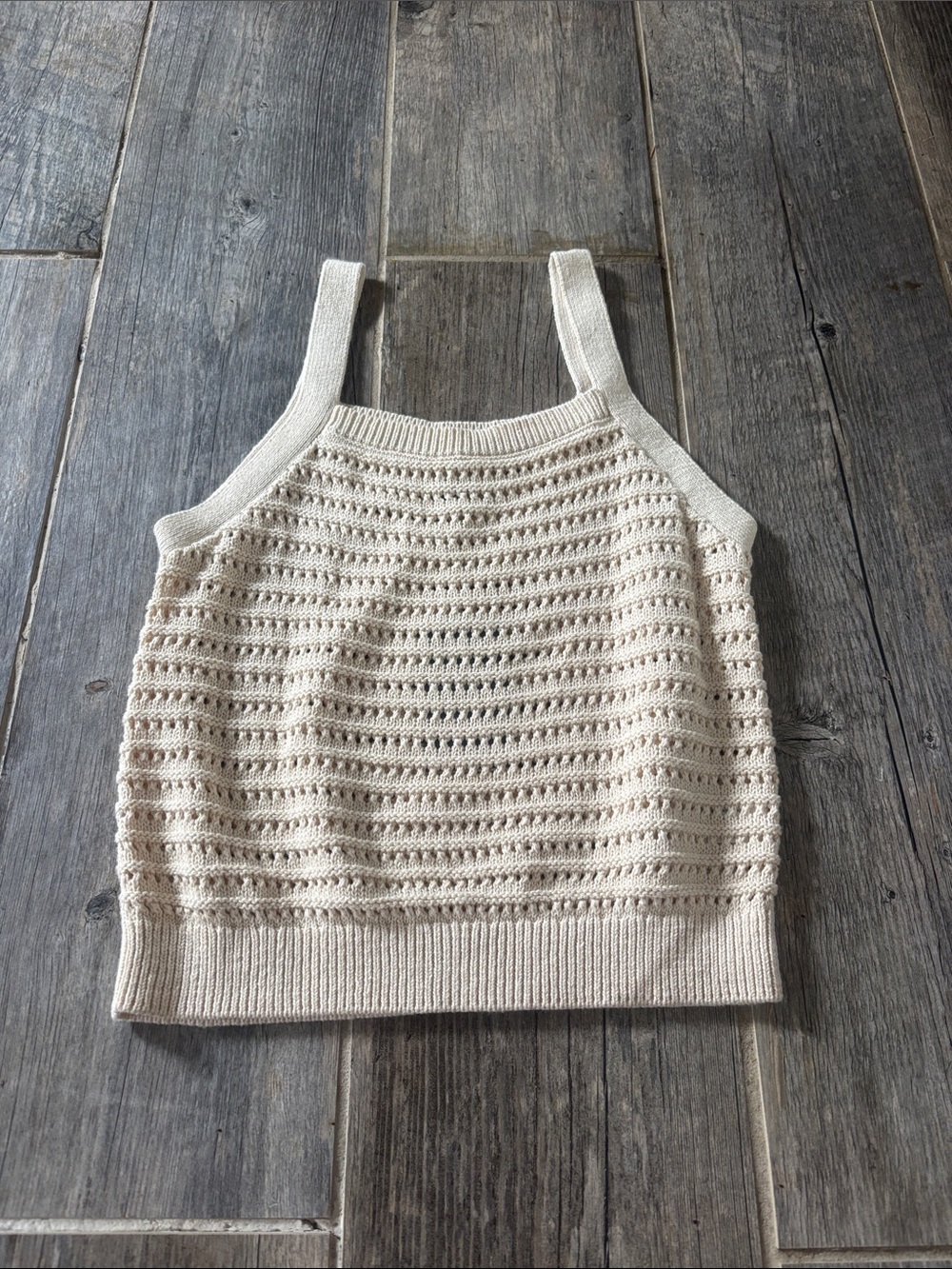 Universal Thread Cream Crochet Knit Tank with Square Neck